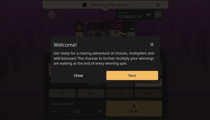 Lion Zama Fruits Bonus Spins - aktívna relácia s klasickými ovocnými symbolmi a 777